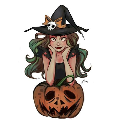Witch cartoon sketch for Halloween